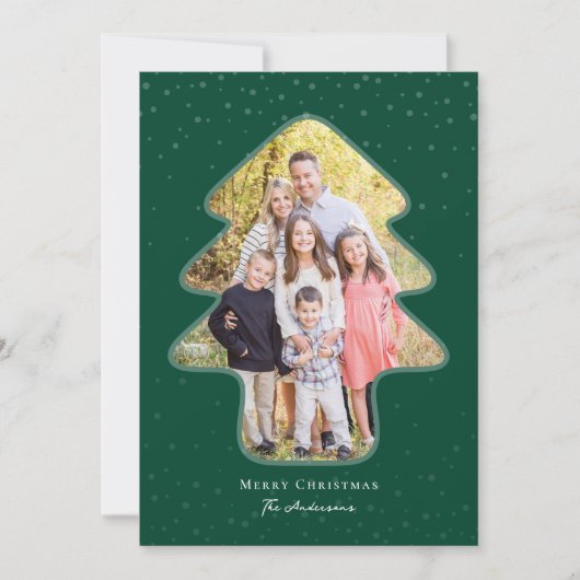 Cartes Pour Fêtes Annuelles Emerald Green Snowy sapin photo en forme (Devant)
