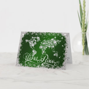 Cartes Pour Fêtes Annuelles Emerald Green WORLD PEACE Diamonds PERSONNALISÉS