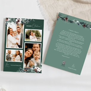 Cartes Pour Fêtes Annuelles Emerald Greenery Vintage Four Photo Collage