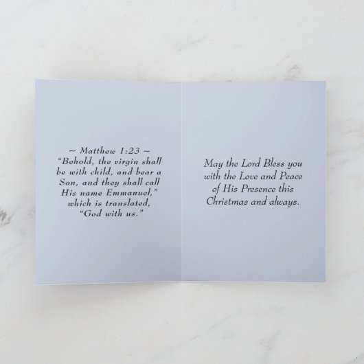 Cartes Pour Fêtes Annuelles Emmanuel Dieu avec nous, Nativité de Noël (Intérieur)