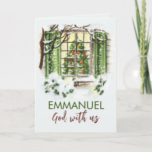 Cartes Pour Fêtes Annuelles Emmanuel Dieu avec nous Verset biblique de Noël