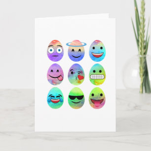 Cartes Pour Fêtes Annuelles Emojis Drôle, Oeufs Emoji Pâques, Oeufs Emoticon