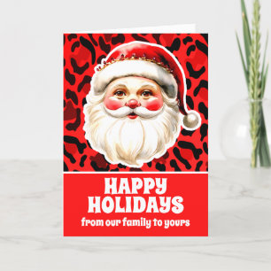 Cartes Pour Fêtes Annuelles Empreinte de léopard rouge Retro Père Noël