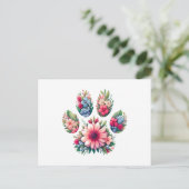 Cartes Pour Fêtes Annuelles Empreinte de patte floral (Debout devant)