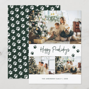 Cartes Pour Fêtes Annuelles Empreinte de patte Photo Collage Happy Pawlidays G