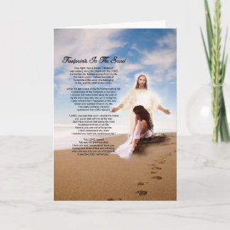 Cartes Pour Fêtes Annuelles Empreintes dans le salut du sable