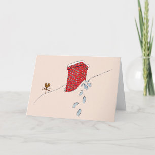 Cartes Pour Fêtes Annuelles Empreintes de Père Noël Cheminée Girouette Neige