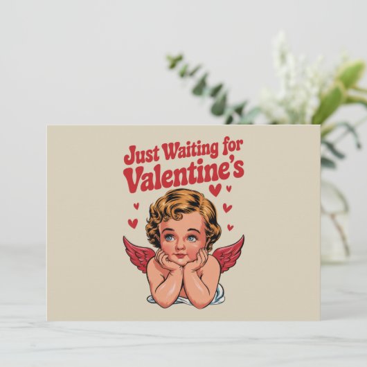 Cartes Pour Fêtes Annuelles En attendant simplement la Saint-Valentin Bébé Cup (Debout devant)