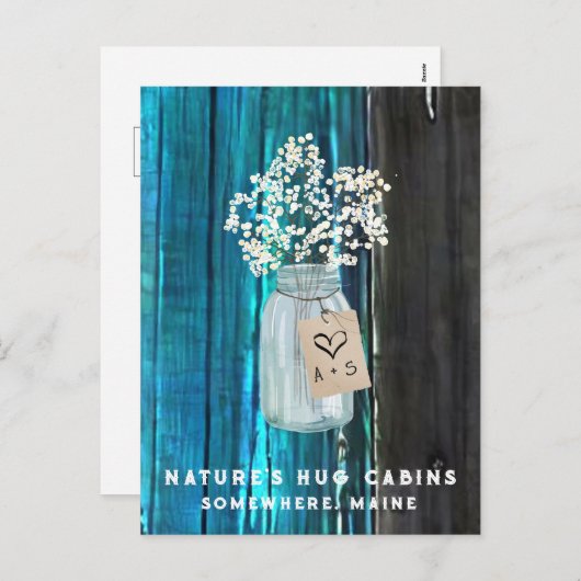 Cartes Pour Fêtes Annuelles *~* En détresse AP49 Mason Jar QR (Devant / Derrière)