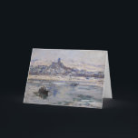 Cartes Pour Fêtes Annuelles En Hiver de Vetheuil<br><div class="desc">Beaux-arts vintages dépeignant des bateaux sur la rivière avec une ville à l'arrière-plan.  Coloré dans les bleus et les gris.  Une scène d'hiver par Claude Monet. Grand pour une carte non traditionnelle de Noël/vacances</div>