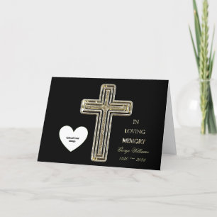Cartes Pour Fêtes Annuelles En Mémoire d'amour Croix Noire et Faux Or