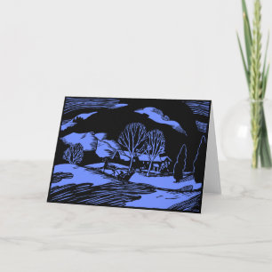 Cartes Pour Fêtes Annuelles En un seul cheval, couleigh à la nuit