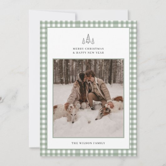 Cartes Pour Fêtes Annuelles En vichy moderne photo portée Noël (Devant)