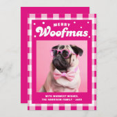 Cartes Pour Fêtes Annuelles En vichy Motif mignon Merry Woofmas (Devant / Derrière)