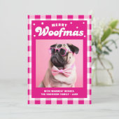 Cartes Pour Fêtes Annuelles En vichy Motif mignon Merry Woofmas (Debout devant)