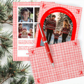 Cartes Pour Fêtes Annuelles en vichy rose rouge Noël Custom Arche 5 Photo