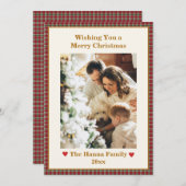 Cartes Pour Fêtes Annuelles En vichy Rouge mignon Plaid Photo personnalisée No (Devant / Derrière)