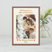 Cartes Pour Fêtes Annuelles En vichy Rouge mignon Plaid Photo personnalisée No (Debout devant)