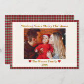 Cartes Pour Fêtes Annuelles En vichy Rouge mignon Plaid Photo personnalisée No (Devant / Derrière)