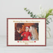 Cartes Pour Fêtes Annuelles En vichy Rouge mignon Plaid Photo personnalisée No (Debout devant)