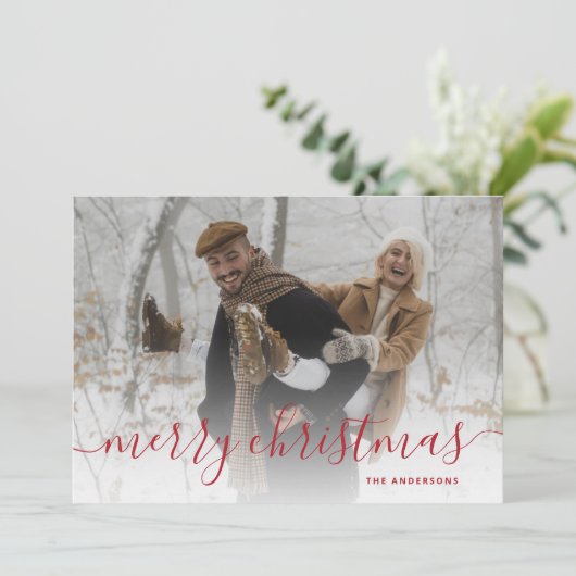 Cartes Pour Fêtes Annuelles En vichy rouge photo plaid Joyeux Noël (Debout devant)