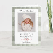 Cartes Pour Fêtes Annuelles En vichy Vert mignon Plaid Preppy Photo (Devant)