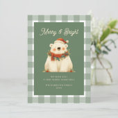 Cartes Pour Fêtes Annuelles En vichy Vert mignon Vérifier Joyeux et lumineux (Debout devant)