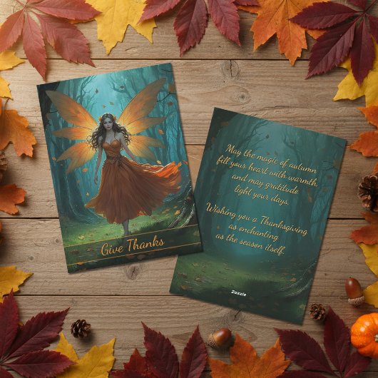 Cartes Pour Fêtes Annuelles Enchanted Fairy Thanksgiving Salutation d'automne