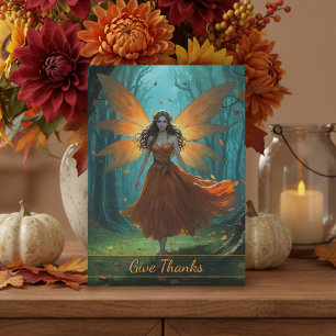 Cartes Pour Fêtes Annuelles Enchanted Fairy Thanksgiving Salutation d'automne