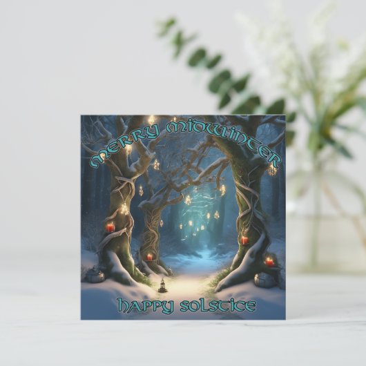 Cartes Pour Fêtes Annuelles Enchanted Forest Solstice Path Grey Imprimer (Debout devant)