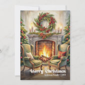 Cartes Pour Fêtes Annuelles Enchanting classic festive scene with pine wreath (Devant)