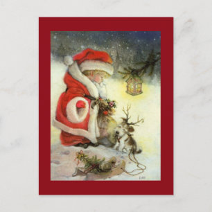 Cartes Pour Fêtes Annuelles Enfant de Noël Vintage avec chien