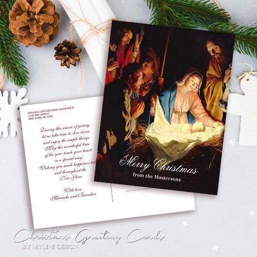 Cartes Pour Fêtes Annuelles Enfant Jésus avec Marie & Joseph Joyeux Noël