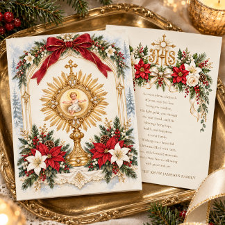 Cartes Pour Fêtes Annuelles Enfant Jésus eucharistique catholique vintage Flor