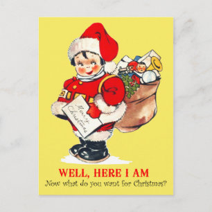 Cartes Pour Fêtes Annuelles Enfant jouant Père Noël