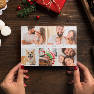 Cartes Pour Fêtes Annuelles Enfant moderne First Christmas Custom Photo collag