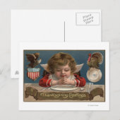 Cartes Pour Fêtes Annuelles Enfant priant au dîner-table (Devant / Derrière)