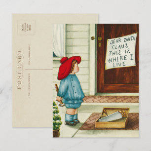 Cartes Pour Fêtes Annuelles Enfant vintage des années 1910 avec lettre au Père