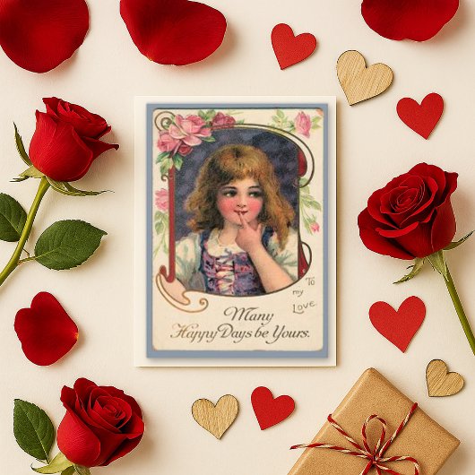 Cartes Pour Fêtes Annuelles Enfant Violet Fantaisiste Rose d'Amour
