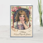 Cartes Pour Fêtes Annuelles Enfant Violet Fantaisiste Rose d'Amour (Devant)