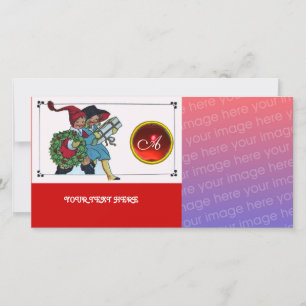 Cartes Pour Fêtes Annuelles ENFANTS AVEC CHRISTMAS CADEAUX monogramme