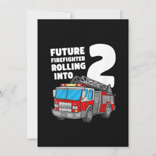 Cartes Pour Fêtes Annuelles Enfants Camion d'incendie 2e anniversaire 2 Garçon