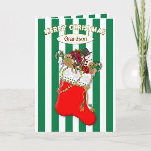 Cartes Pour Fêtes Annuelles Enfant's Christmas Stocking - Petit-fils - Bonbons