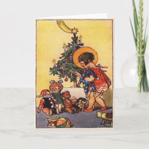 Cartes Pour Fêtes Annuelles Enfants Dans L'Arbre De Noël