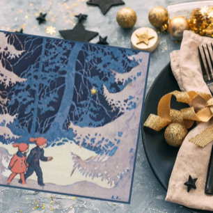 Cartes Pour Fêtes Annuelles Enfants d'antan sur une promenade du soir dans la