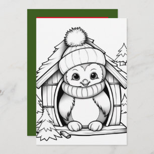 Cartes Pour Fêtes Annuelles Enfants de Noël festifs coloriant pingouin