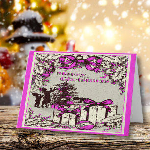 Cartes Pour Fêtes Annuelles Enfants de Noël Vintage Décoration Arbre