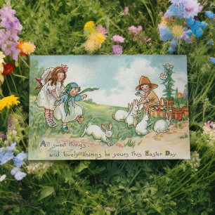 Cartes Pour Fêtes Annuelles Enfants de Pâques vintages et lapins de Pâques