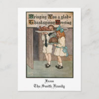 Enfants de Thanksgiving vintage avec la Turquie
