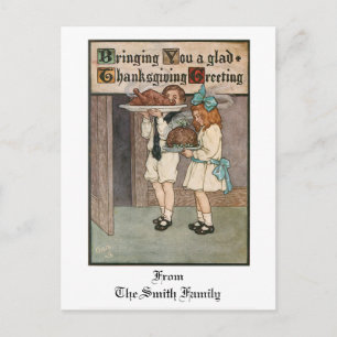 Cartes Pour Fêtes Annuelles Enfants de Thanksgiving vintage avec la Turquie